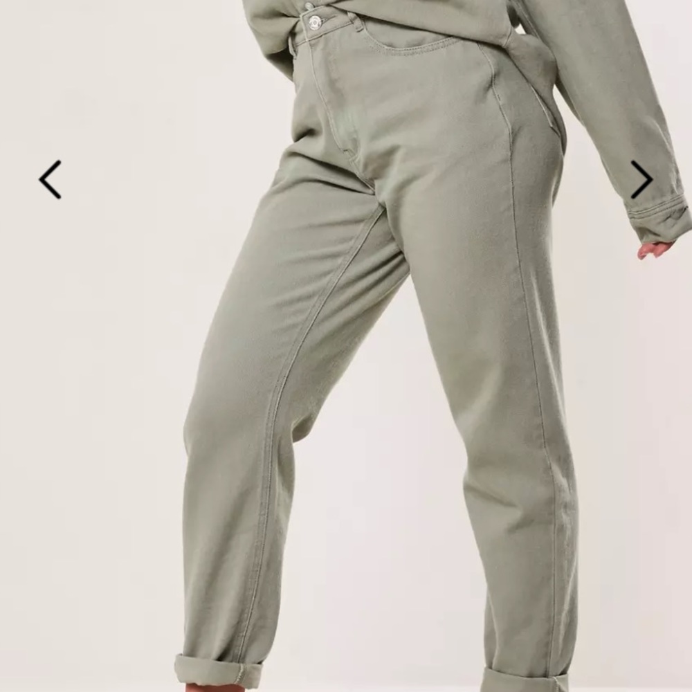 Green High Rise Mom Jean